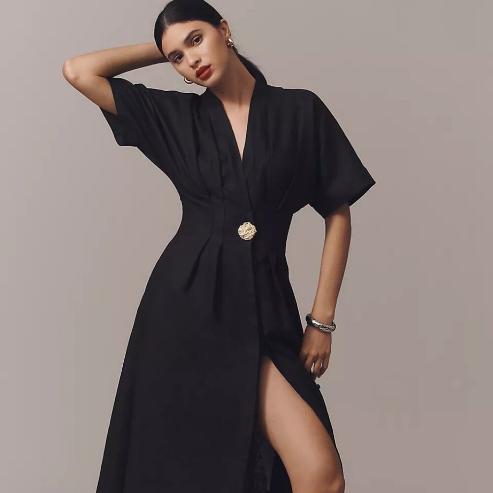 Anthropologie Tobie Front Button Linen Shirt Dress - image 1